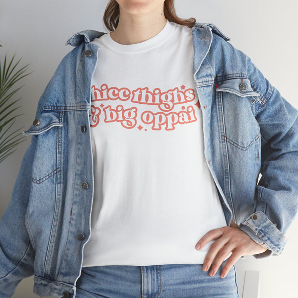 Peach Thicc Thighs & Big Oppai Anime Unisex Heavy Cotton Tee