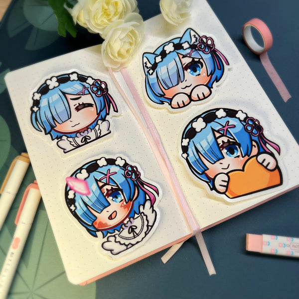 Rem Emote 3in Stickers