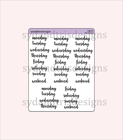 US010 - Weekdays Stickers