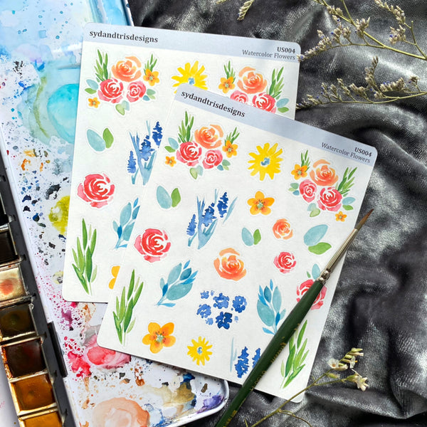 US004 - Watercolor Wildflowers Stickers