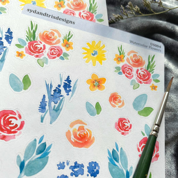 US004 - Watercolor Wildflowers Stickers