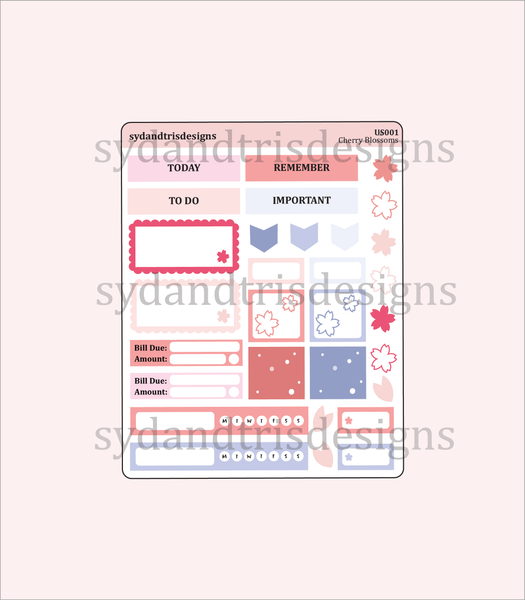 US001 - Cherry Blossoms Sticker Set