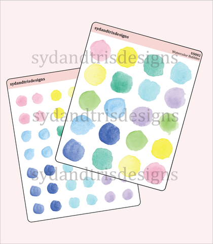 US002 - Watercolor Bubbles Sticker Set