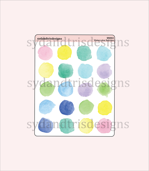 US002 - Watercolor Bubbles Sticker Set