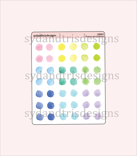 US002 - Watercolor Bubbles Sticker Set