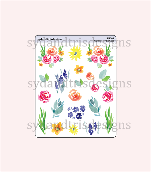 US004 - Watercolor Wildflowers Stickers