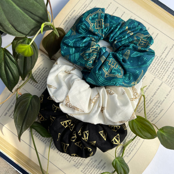 S017 - HP Teal and Gold XL Scrunchie