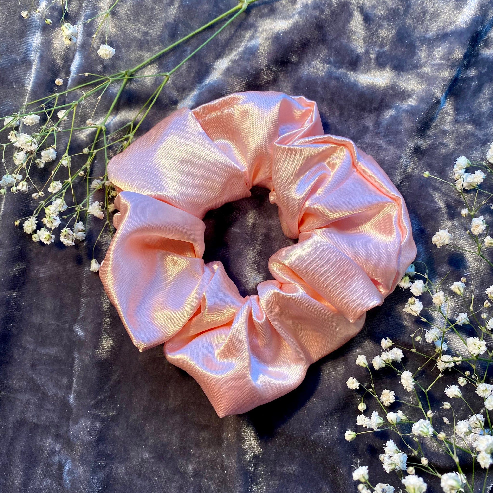 S012 - Pretty in Pink Satin XL Scrunchie